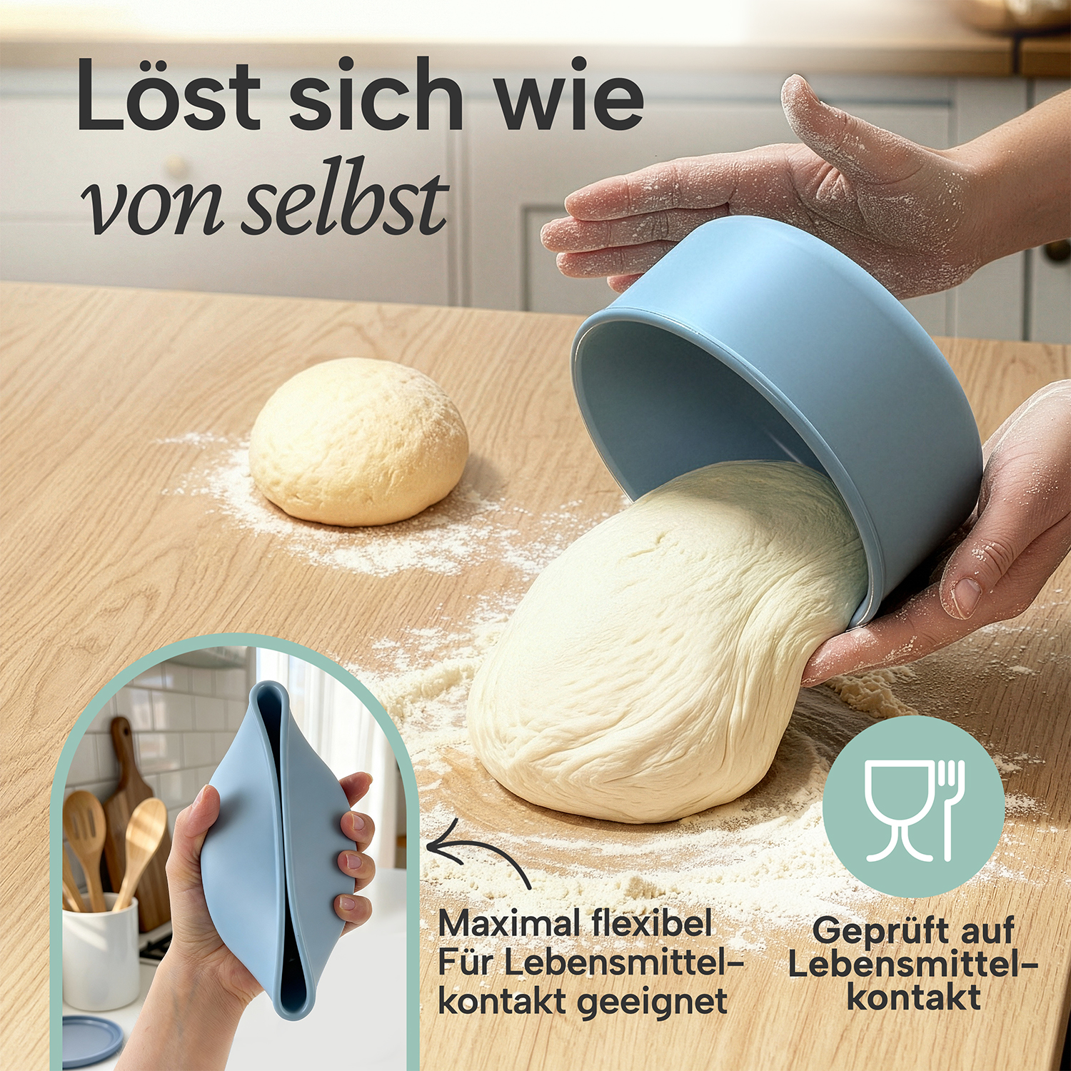 Pizzaballenbox mit Deckel im Set BPA-freie antihaftende Silikon Box 14.5 x 6.5cm - Produktbild 3